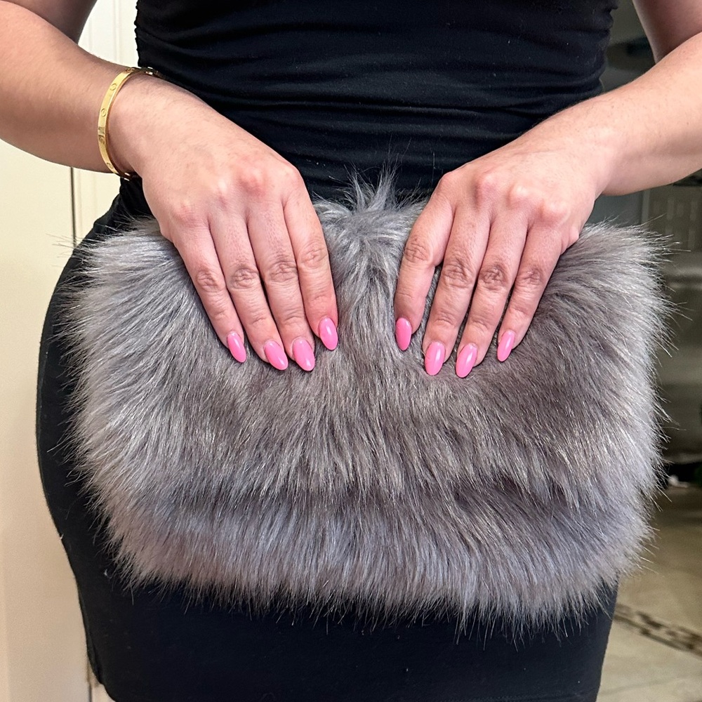 Faux fur clutch